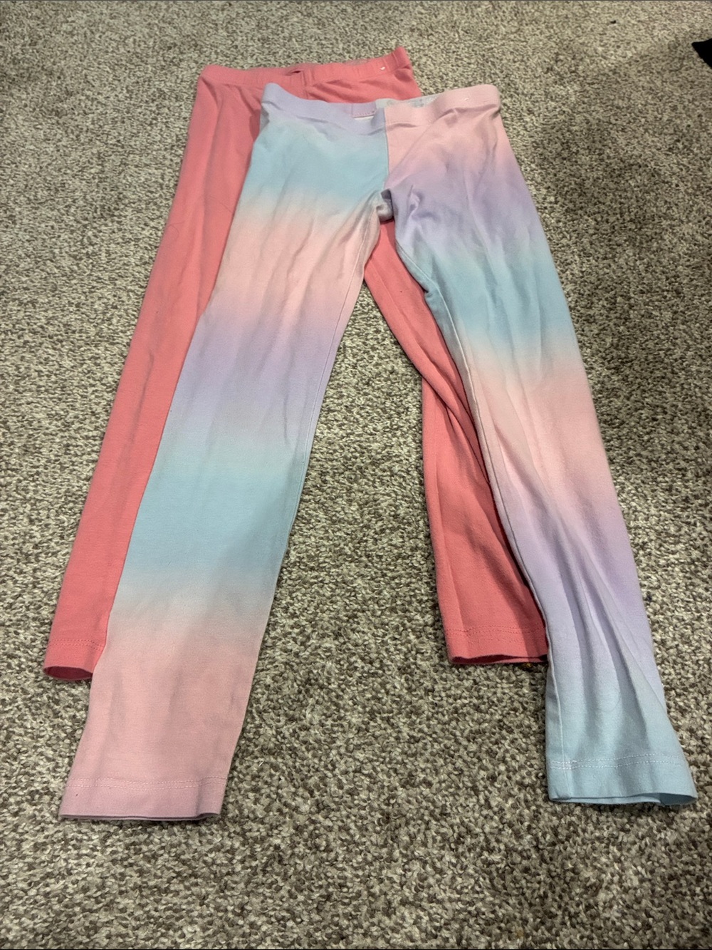 Pastel Ombre & Coral Leggings - Pink Blue Lavender, Coral—Lot of 2